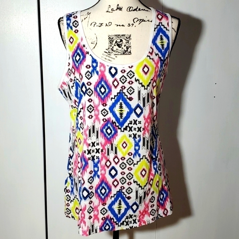 Womens Geometric Multi-Color Artsy Tank Top Sz.3X